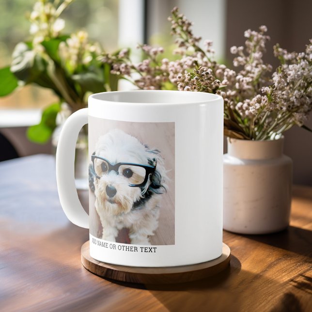 Create Your Own Single Photo Gallery white border Coffee Mug (Mug template with a photo and Text)