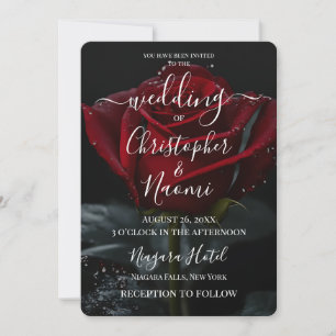 Create Your Own Single Red Rose Closeup Invitation