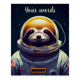 Create Your Own Sloth in Space Astronaut Poster