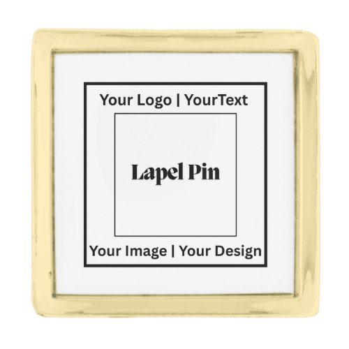 Create Your Own Small Square Lapel Pin Gold Plated