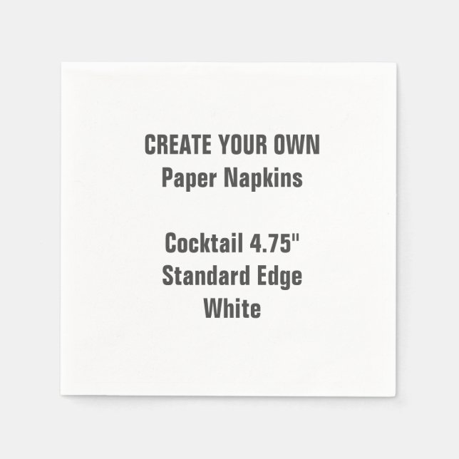 Create Your Own Small WHITE Cocktail Paper Napkins (Front)