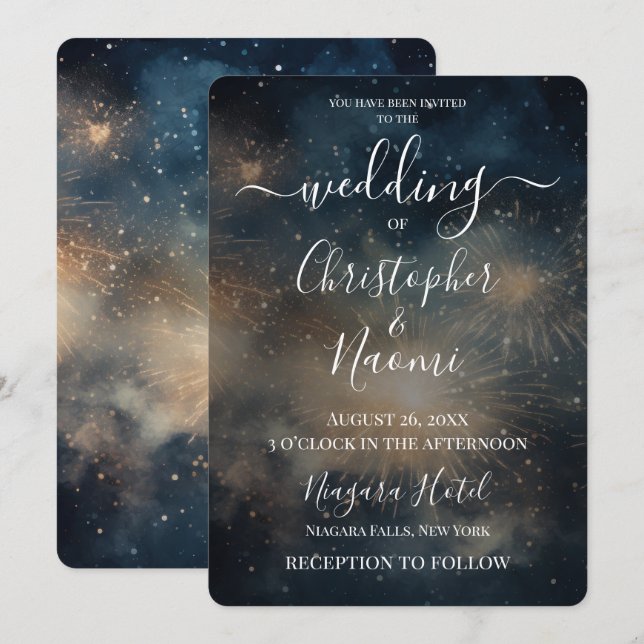 Create Your Own Smokey Blue Fireworks Invitation (Front/Back)