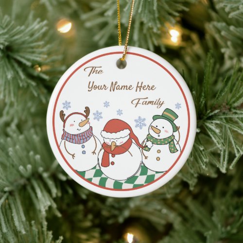 Create Your Own Snowpeople Name  Year Christmas Ceramic Ornament