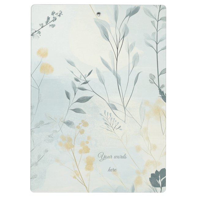Create Your Own Soft Golden Flowers Minimalist Clipboard (Back)