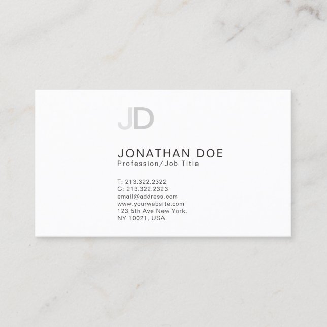 Create Your Own Sophisticated Modern Monogram Business Card (Front)