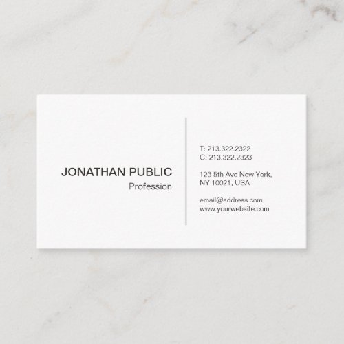 Create Your Own Sophisticated Simple White Business Card