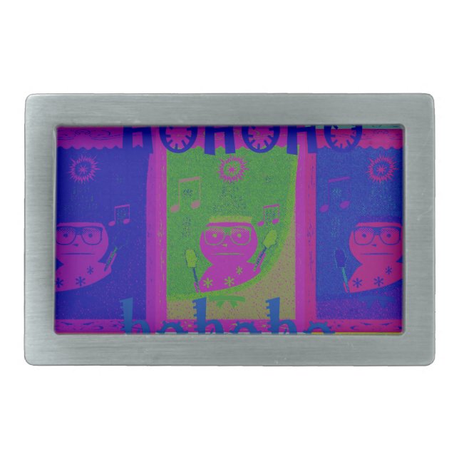Create Your Own Special Santa HoHoho Pop Art  Rectangular Belt Buckle (Front)