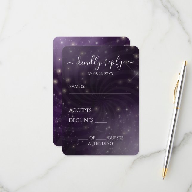 Create Your Own - Spiral Starry Sky RSVP Card (Front/Back In Situ)