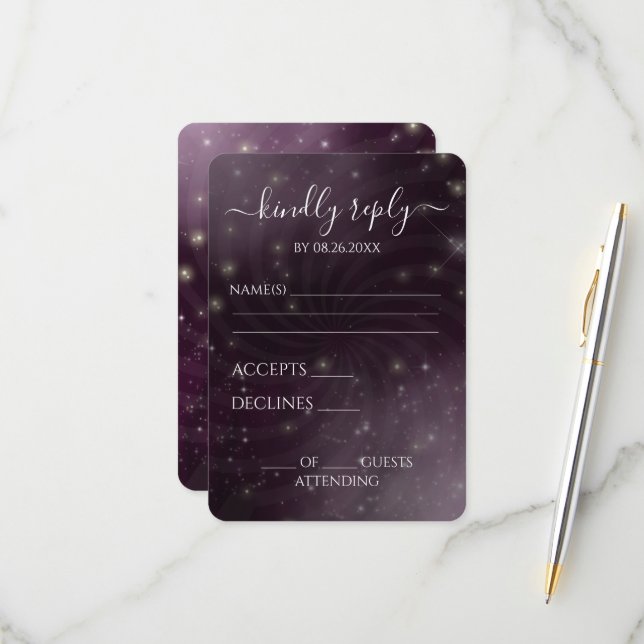 Create Your Own - Spiral Starry Sky RSVP Card (Front/Back In Situ)