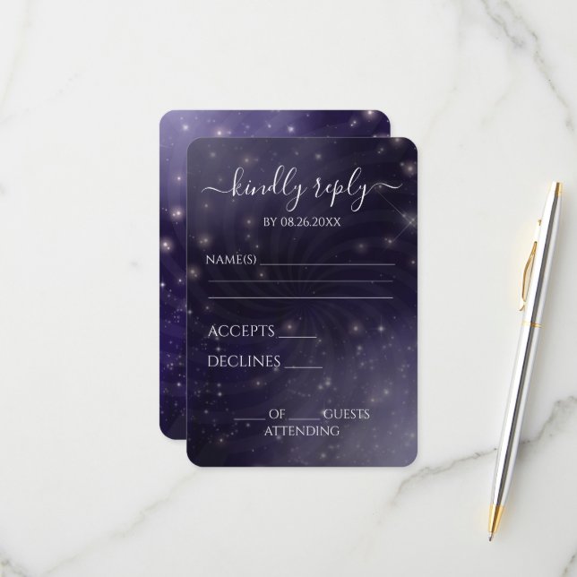 Create Your Own - Spiral Starry Sky RSVP Card (Front/Back In Situ)