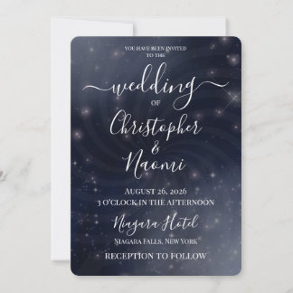 Create Your Own Spiral Swirl Stars Wedding  Invitation