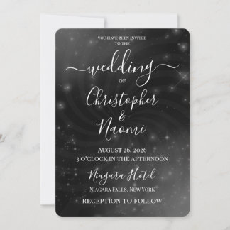 Create Your Own Spiral Swirl Stars Wedding  Invitation