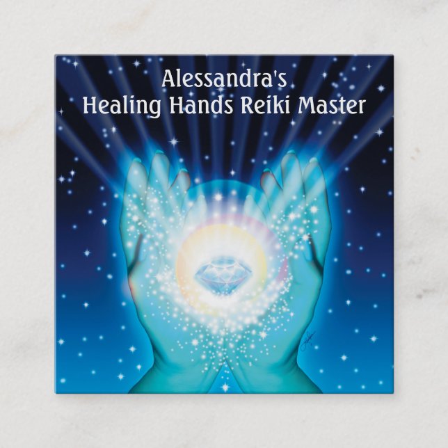 Create Your Own Spiritual Healing Hands  Square Business Card (Front)