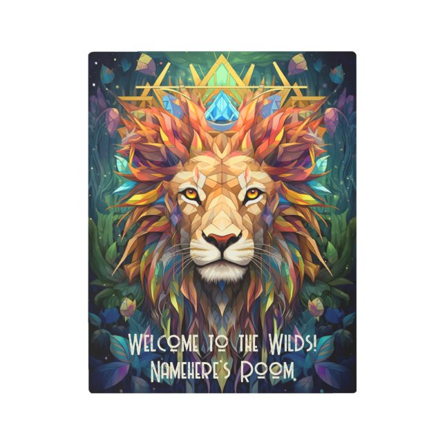Create Your Own Spiritual Lion Mosaic Totem Animal Metal Print (Front)