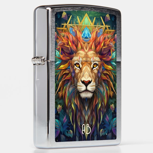 Create Your Own Spiritual Lion Mosaic Totem Animal Zippo Lighter (Right)