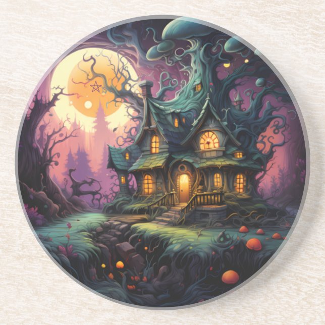 Create Your Own Spooky Haunted House Coaster (Front)