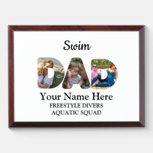 Create your own sports Dad photo collage Swim Dad Award Plaque