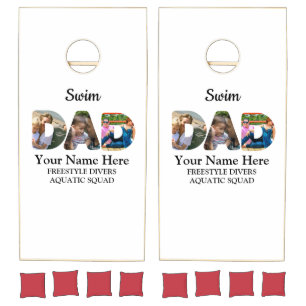 Create your own sports Dad photo collage Swim Dad Cornhole Set