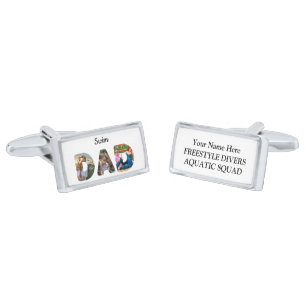 Create your own sports Dad photo collage Swim Dad Cufflinks