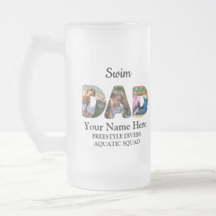 Create your own sports Dad photo collage Swim Dad Frosted Glass Beer Mug