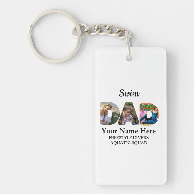 Create your own sports Dad photo collage Swim Dad Keychain (Front)