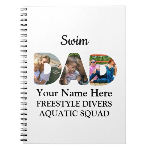 Create your own sports Dad photo collage Swim Dad Notebook