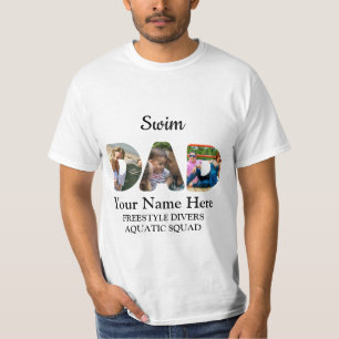 Create your own sports Dad photo collage Swim Dad T-Shirt