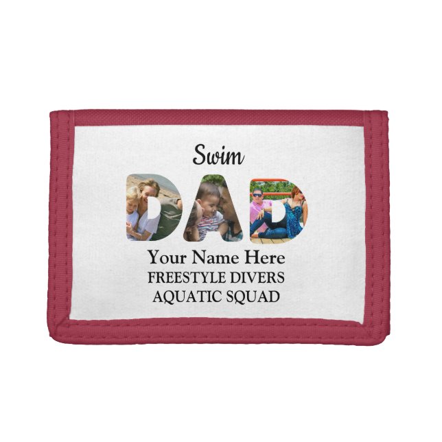 Create your own sports Dad photo collage Swim Dad Trifold Wallet (Front)
