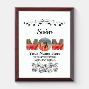 Create your own sports mom photo collage swim mom award plaque