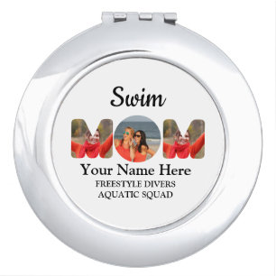 Create your own sports mom photo collage swim mom compact mirror