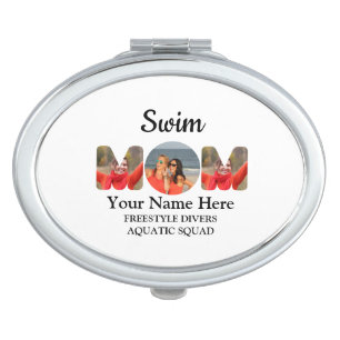 Create your own sports mom photo collage swim mom compact mirror