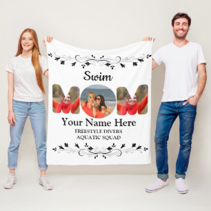 Create your own sports mom photo collage swim mom fleece blanket