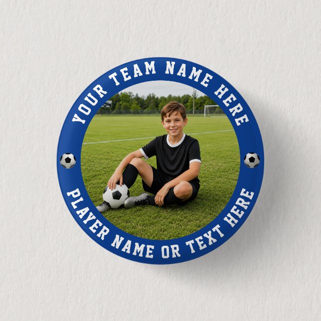 Create Your Own Sports Soccer Team Photo Button (Front)