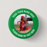 Create Your Own Sports Team Photo  Button<br><div class="desc">Photo of a softball catcher ready to receive the ball from the pitcher on a pin button. The photo template is easy to customize. Gift for a player or a team of softball, baseball, hockey, basketball, football or any other sport. Easily place a square photo in the template to make...</div>