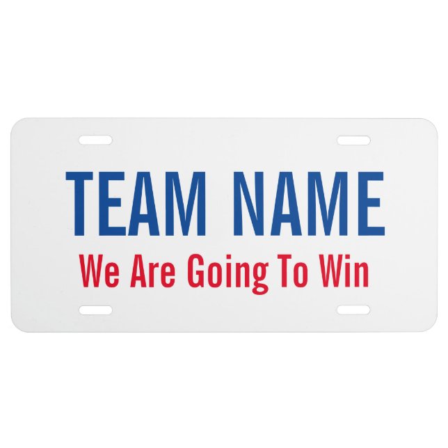Create Your Own Sports Team Template License Plate (Front)