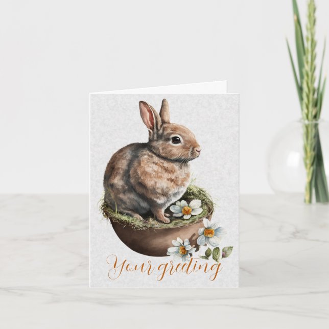 Create Your Own Spring Bunny & Wildflowers Card (Front)