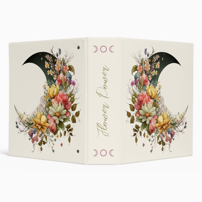Create Your Own Spring Floral Crescent Moon 3 Ring Binder (Background)
