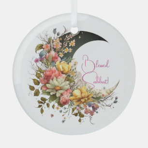 Create Your Own Spring Floral Crescent Moon Glass Ornament