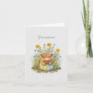 Create Your Own Spring Highland Bull & Wildflowers Card