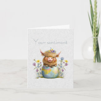 Create Your Own Spring Highland Bull & Wildflowers Card