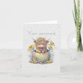 Create Your Own Spring Highland Bull & Wildflowers Card