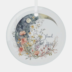 Create Your Own Spring Meadow Floral Crescent Moon Glass Ornament