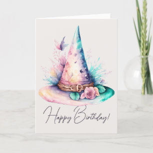 Create Your Own Spring Rainbow Floral Witch Hat Holiday Card