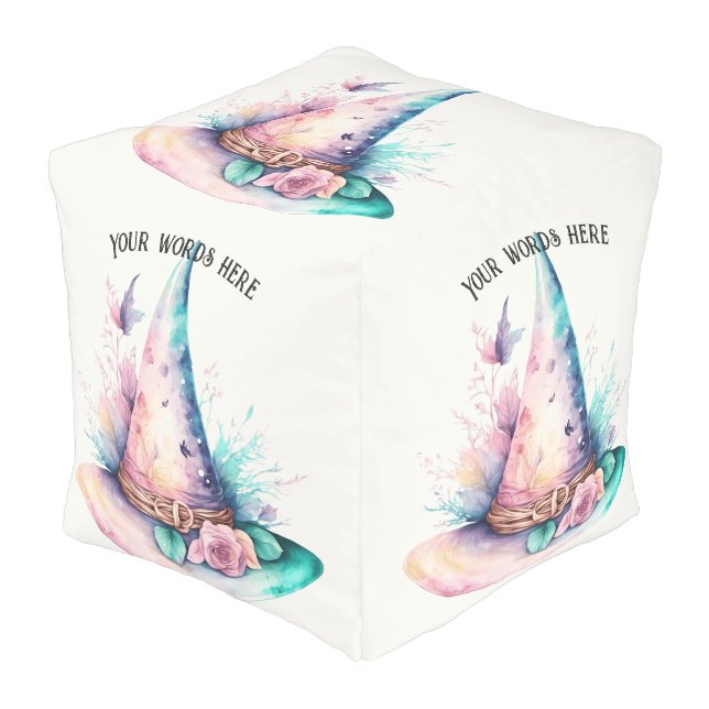 Create Your Own Spring Rainbow Floral Witch Hat Pouf (Angled Front)