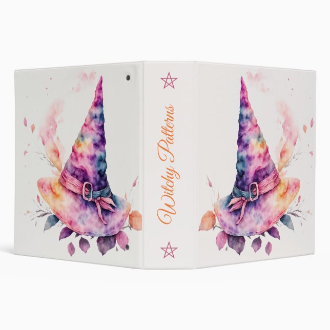 Create Your Own Spring Rainbow Witch Hat Leaves 3 Ring Binder (Background)
