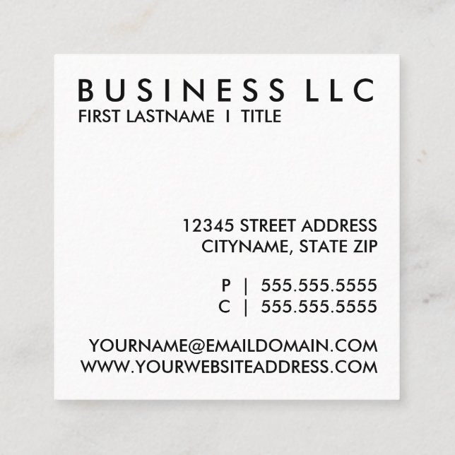 create your own square business card (Back)