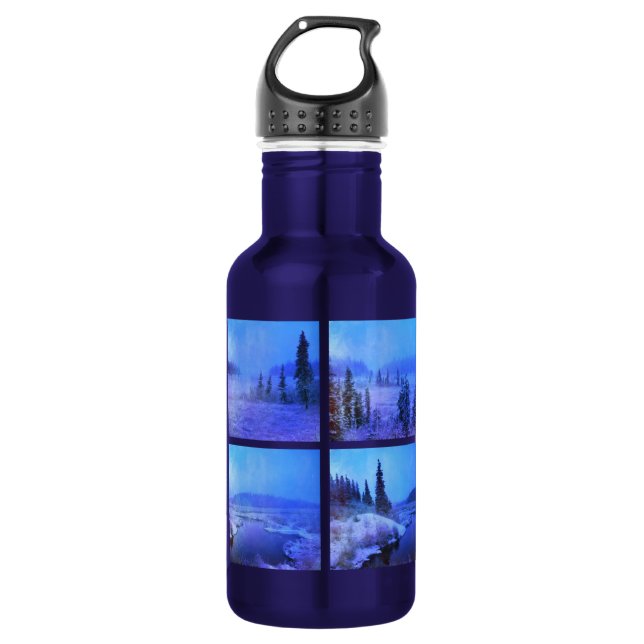 Create Your Own Square Photo Collage Stainless Steel Water Bottle (Front)