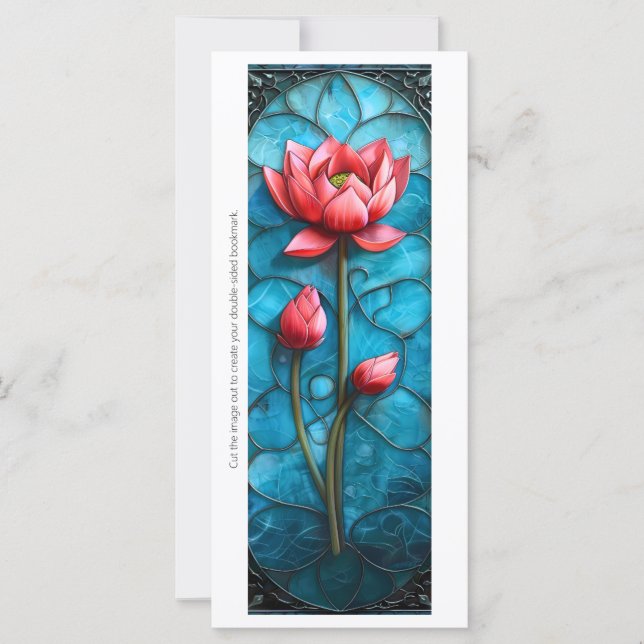 Create Your Own Stained Glass Pink Lotus Bookmark (Front)