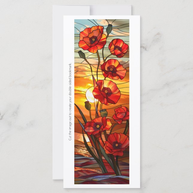 Create Your Own Stained Glass Poppies Bookmark (Front)