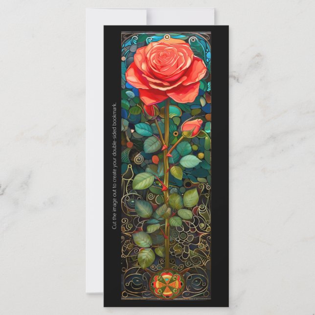 Create Your Own Stained Glass Roses Bookmark Card (Front)